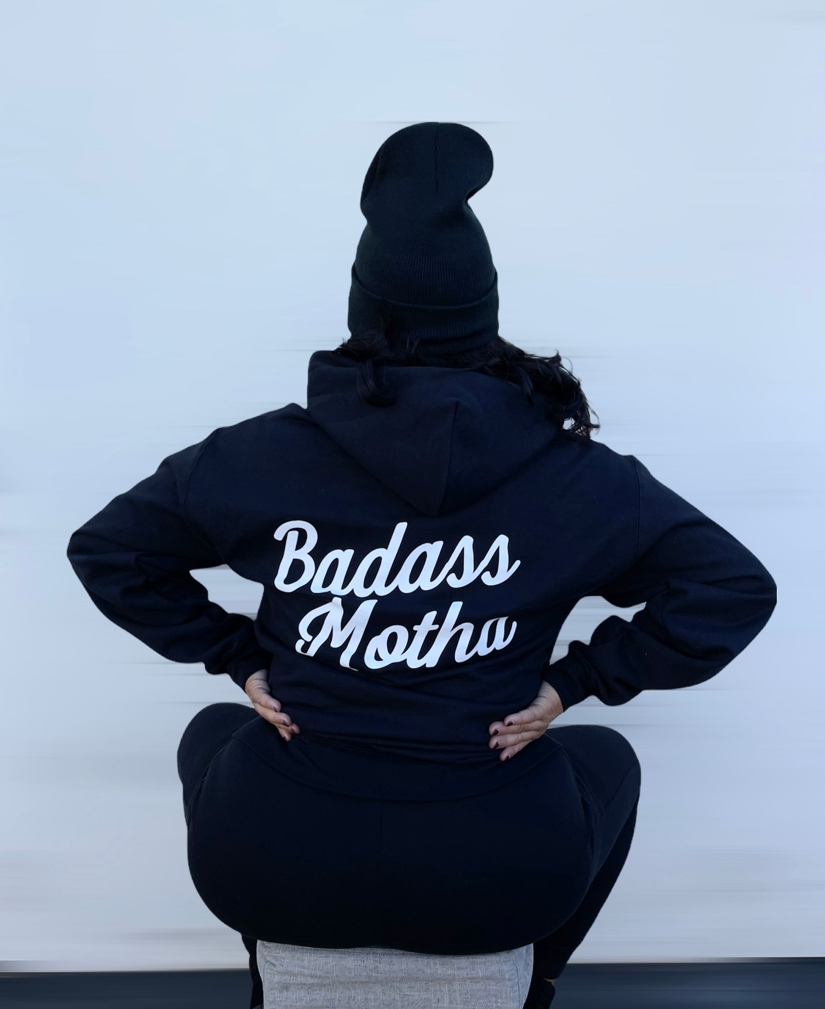 BADASS MOTHA - UNISEX BLACK FLEECE ZIP HOODIE – Her Little Wolves