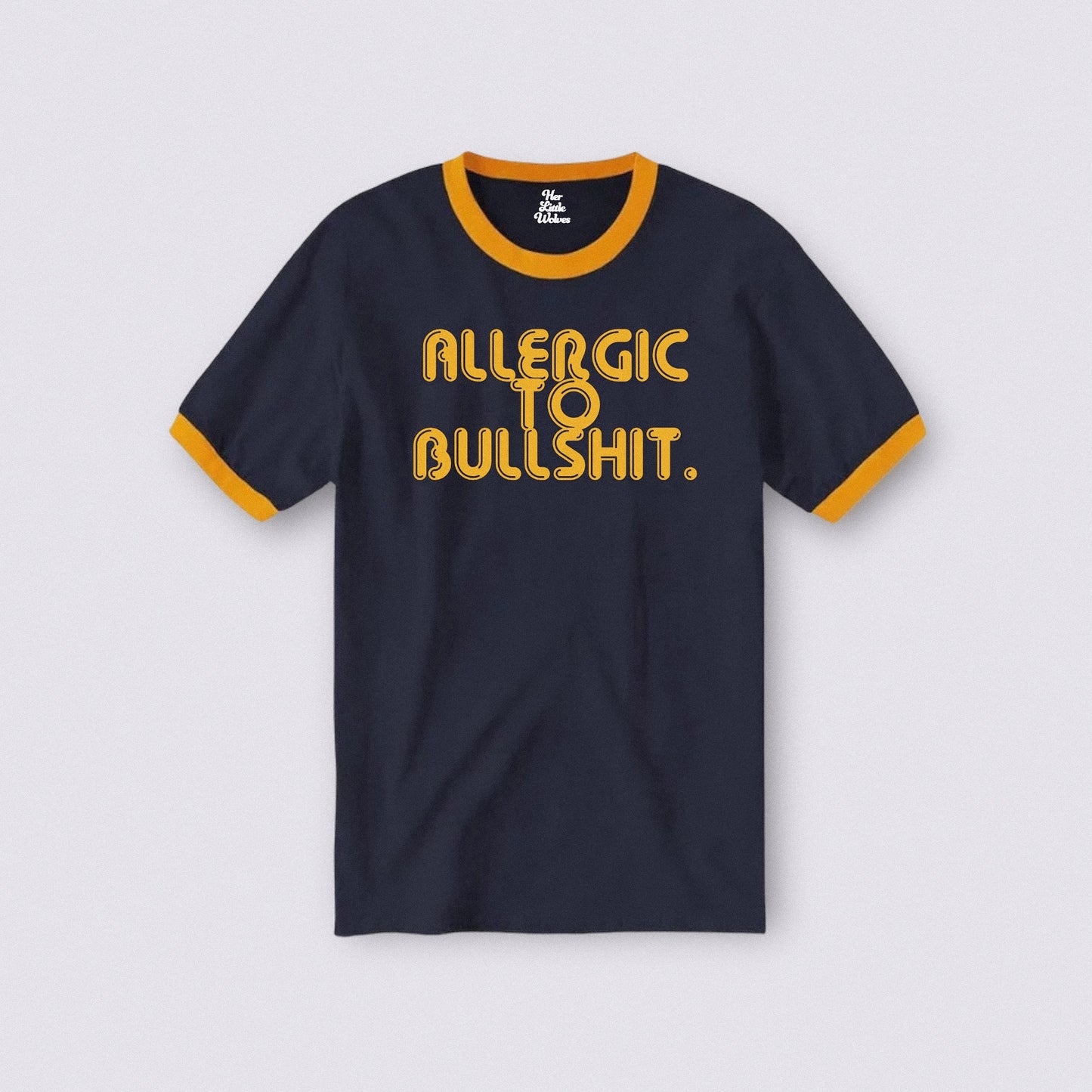 ALLERGIC TO BULLSHIT - UNISEX RINGER TEE