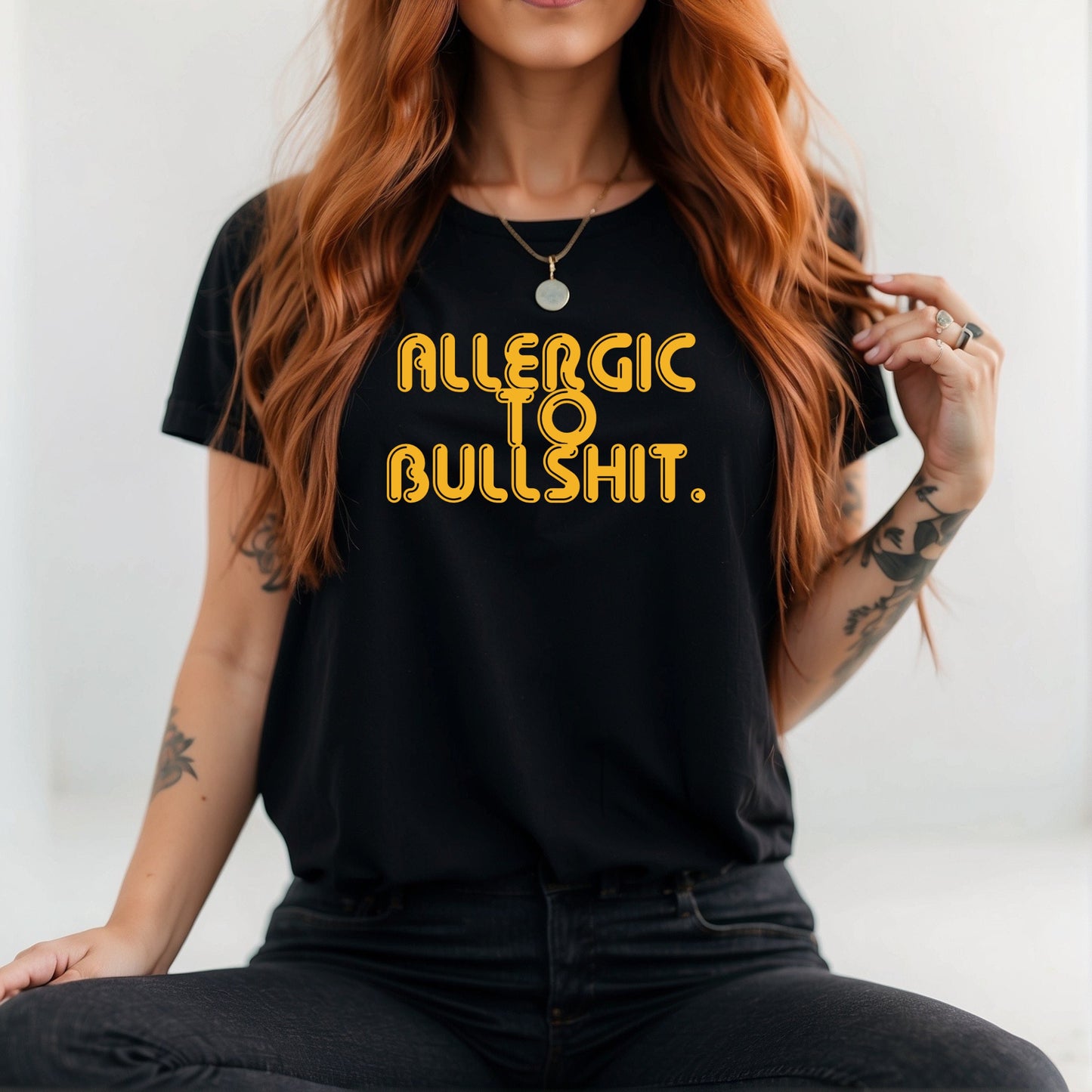 ALLERGIC TO BULLSHIT - UNISEX BLACK TEE