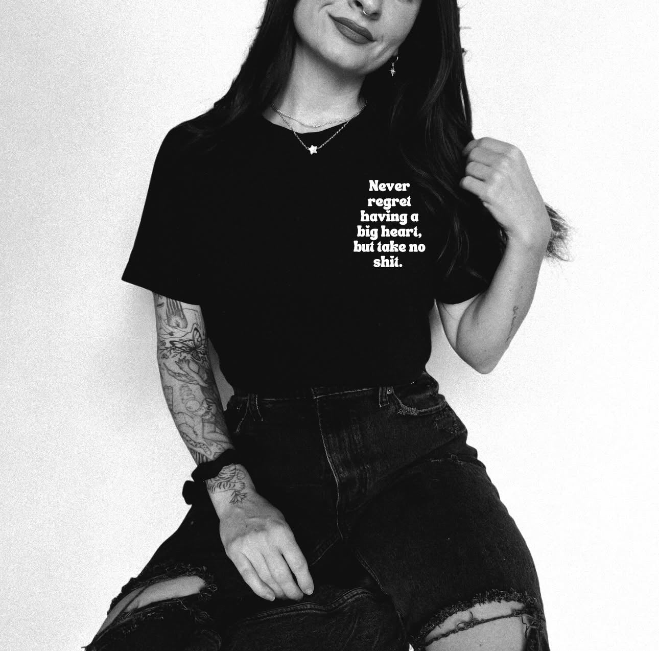 BUT TAKE NO SHIT - UNISEX BLACK TEE