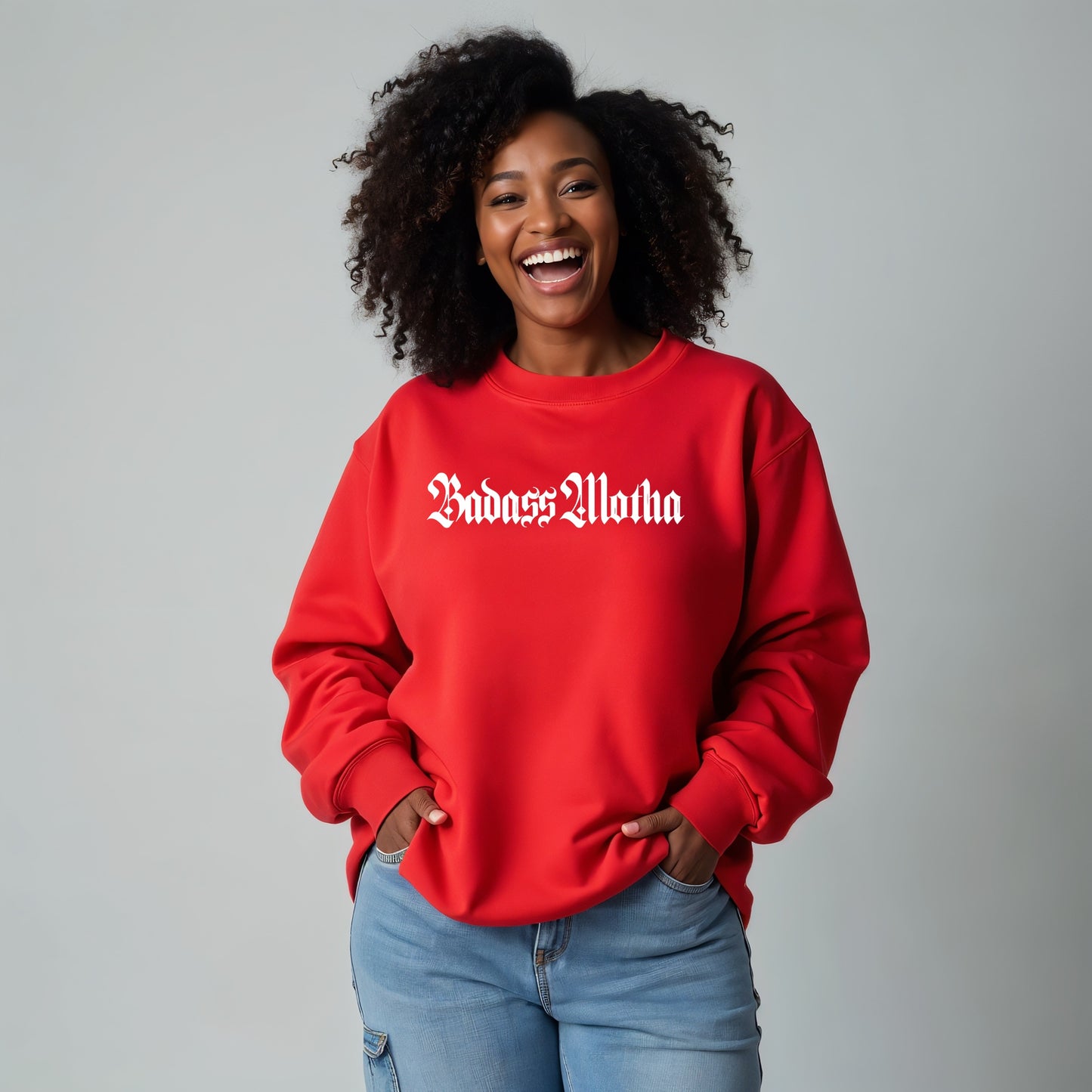 BADASS MOTHA - UNISEX RED CREW